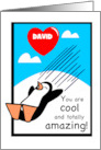 Custom Name Cool Valentine Penguin card