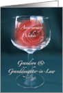 Grandson Granddaughter-in-Law Anniversary Wineglass Rose card