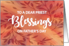 Priest Blessings Fathers Day Leaves on Sunburst Watercolor Effect card