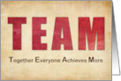 Teamwork Thanks to Business Employees Red Textured Look Letters card