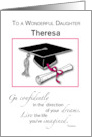 Daughter Custom Name Graduation Pink and Black card