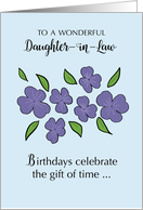 Daughter In Law Birthday with Violet Flowers and Leaves card