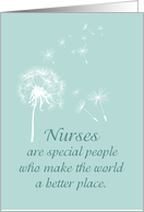 Nurse Special Person Dandelion on Teal Green card