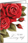 Wife Valentines Day with Love and Red Roses card