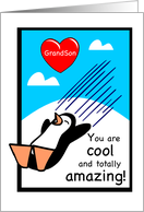 Grandson Valentine Penguin card