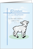 Grandson Baptism Blue Lamb card