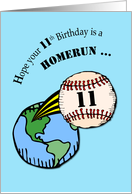 11th Birthday Baseball Home Run Out of World card