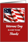 Veterans Day Thanks American Flag on Red card