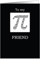 Pi Day to Friend Black and White Pi with 3 14 card