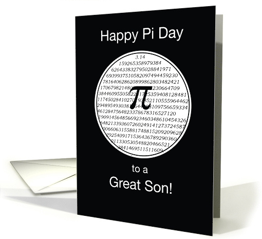 Pi Day to Son Black and White 3 14 Circle card (1011029)