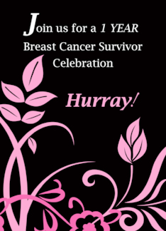 Invitation 1 One Year Breast Cancer Survivor Party Pink Black