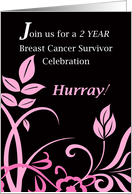 Invitation Two Year Breast Cancer Survivor Party Pink Black card