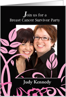 Photo Custom Invitation Breast Cancer Survivor Party Pink Black card