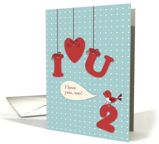 I Love You Too Valentine Red Bird Hanging Symbols card (1028119)