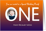 One Year Old Birthday Party Invitation Photo and Personalize Invite card