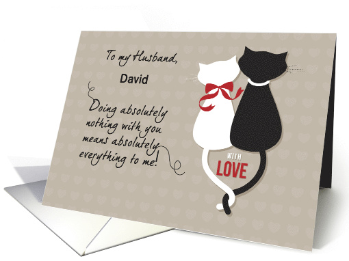 Husband Anniversary Personalize Love Cats Custom with Name card