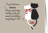 Girlfriend Anniversary Personalize Love Cats Custom with Name card