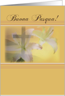 Italian Christian Easter Lilies with Cross Buona Pasqua Religious card