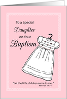 Daughter Baptism Congratulation with Pink and White Christening Gown card