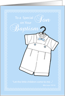 Son Baptism Congratulations Christening Suit Blue card