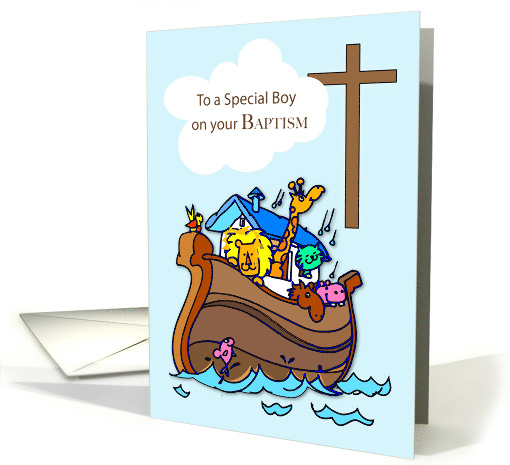 Boy Baptism Congratulation Noahs Ark and Cross card (1057827)