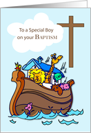 Boy Baptism Congratulation Noahs Ark and Cross card