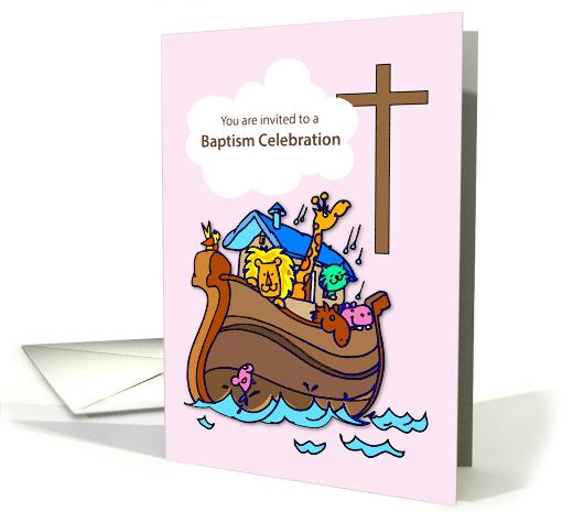 Girl Baptism Party Invitation Noahs Ark card (1058751)