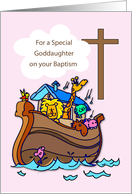 Goddaughter Baptism Congratulations Noahs Ark on Pink card
