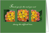 Bereavement Card Thank You Flowers on Green card