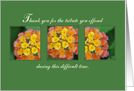 Tribute to Loved One Thank You Funeral Memorial card