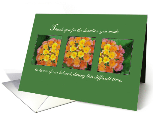 Donation of Sympathy Thank You Flowers on Green card (1058857)