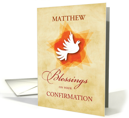 Custom Name Confirmation Congratulations with Dove Religious card