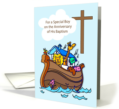 Boy Anniversary of Baptism with Noah's Ark card (1072896)