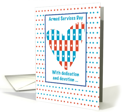 Armed Services Day Heart and Stars Red White and Blue card (1074374)