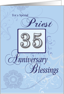 Priest 35th Anniversary Blue with Swirls Catholic card