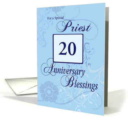 Priest 20th Year Anniversary Blue with Swirls Catholic... (1086224)