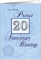 Priest 20th Year Anniversary Blue with Swirls Catholic card