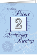 Priest 2nd Year Anniversary Blue with Swirls Catholic card
