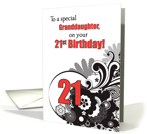 Granddaughter 21st Birthday Religious Swirls card (1097800)