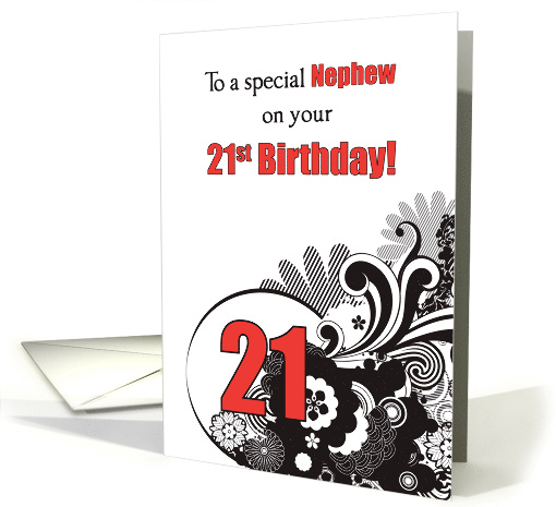 Nephew 21st Birthday Religious Swirls card (1097804)