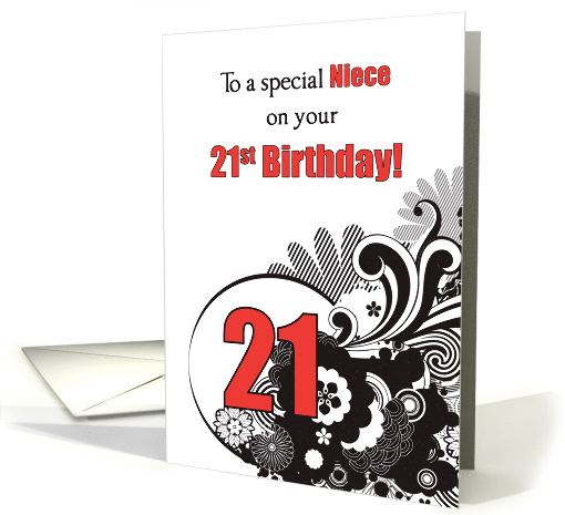 Niece 21st Birthday Religious Swirls card (1097806)