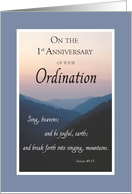 1st Anniversary of Ordination Congratulations with Mountains card