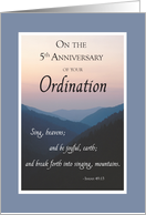 5th Anniversary of Ordination Congratulations with Mountains card