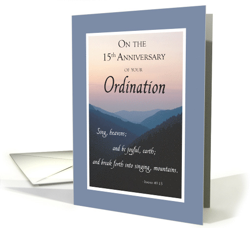 15th Anniversary of Ordination Congratulations with Mountains card