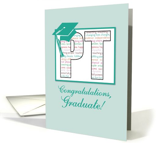 Physical Therapy Graduation Congratulations, PT with Hat card