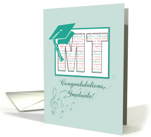 Music Therapy Graduation Congratulations MT with Hat Notes card