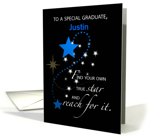 Customize Boy Graduation Star Personalize Congratulations Justin card