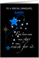 Customize Boy Graduation Star Personalize Congratulations Justin card
