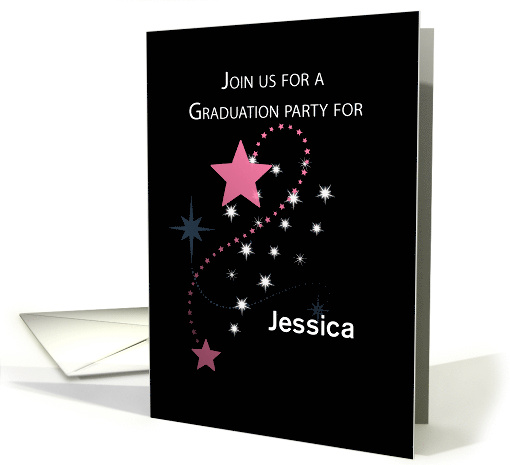 Custom Name Jessica Graduation Party Invitation with Stars card