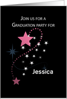 Custom Name Jessica Graduation Party Invitation with Stars card